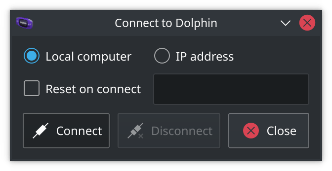 The Connect to Dolphin dialog is pretty simple