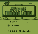 Super Mario Land title screen in DMG green