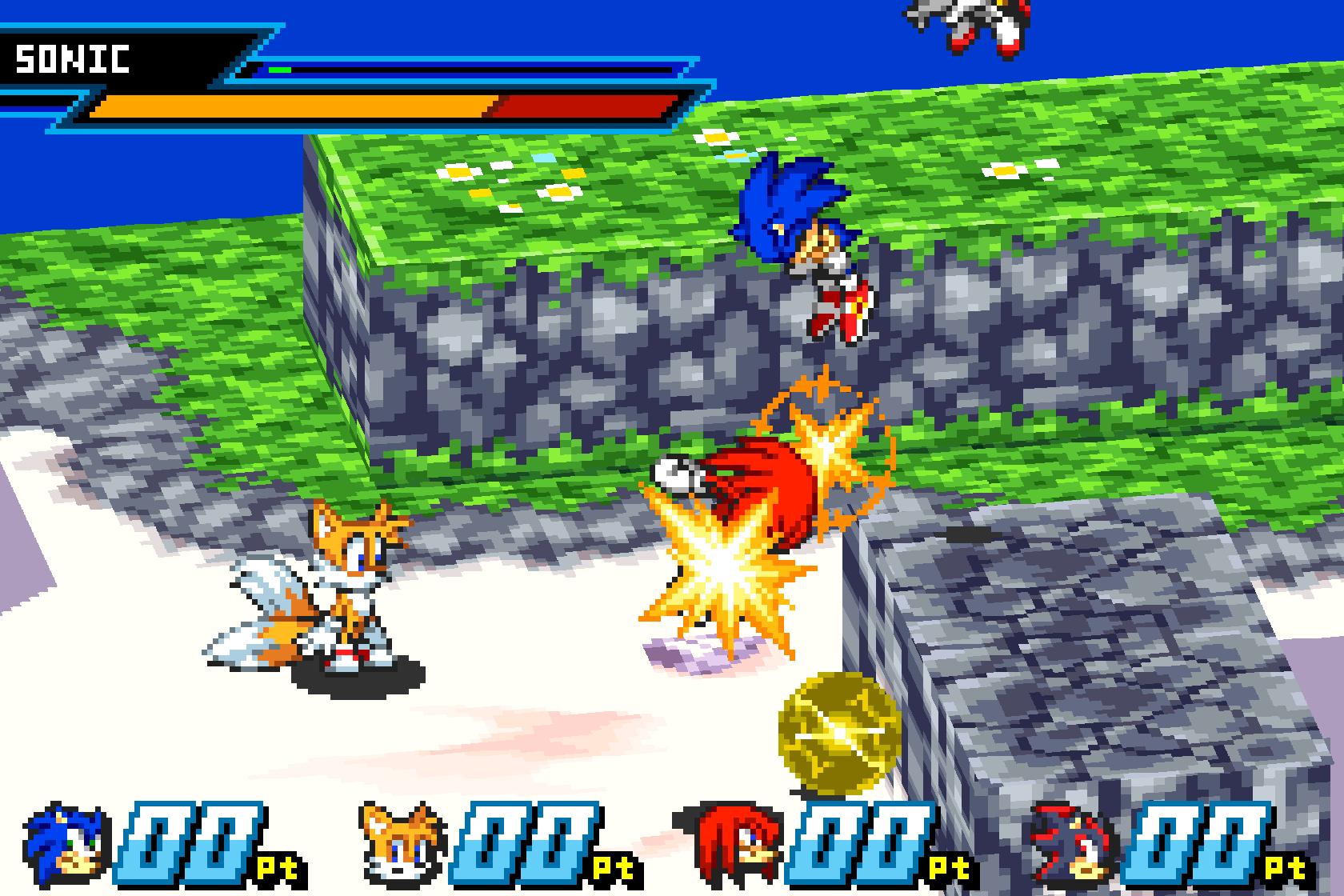 Sonic Battle uses affine sprites to create the arena
