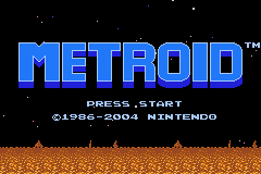 Metroid's start screen