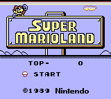 Super Mario Land title screen with garish colors